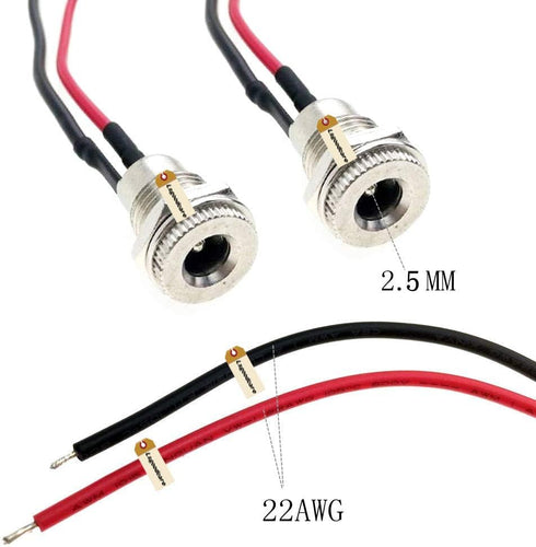 Lsgoodcare 10Pack 5.5 x 2.5 MM 10A DC Power Jack Socket Adapter with 3.94 Inch 18Awg Cable