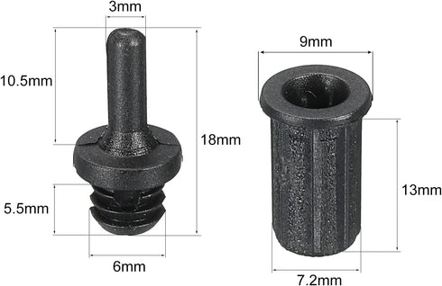 MECCANIXITY Speaker Grill Guides, Plastic Black Dia 6mm for Speaker Parts Accessories, Pack of 12