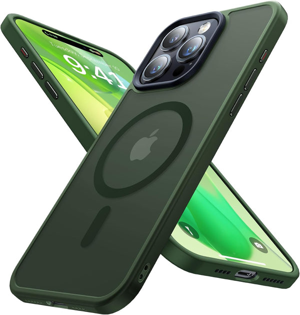 iPhone 15 Pro Case, Alpine Green - Slim Shockproof, Military-Grade, Translucent Matte, Strong Magnetic, MagSafe