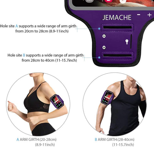JEMACHE Gym Running Workouts Arm Band - Galaxy S25+ S24+ Armband for Samsung Galaxy S25/S24/S23/S22/S21 Plus (Purple)