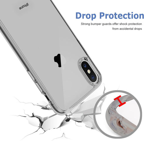 TENOC Gray Phone Case for iPhone Xs Max, Clear Shockproof Protective Bumper Slim Cover for 6.5 Inch