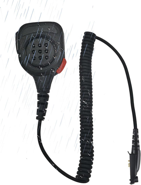 6 Pin Speaker Microphone IP65 Waterproof Shoulder Mic 3.5 Jack for Motorola Ailunce dmr Ham Radio (Black)
