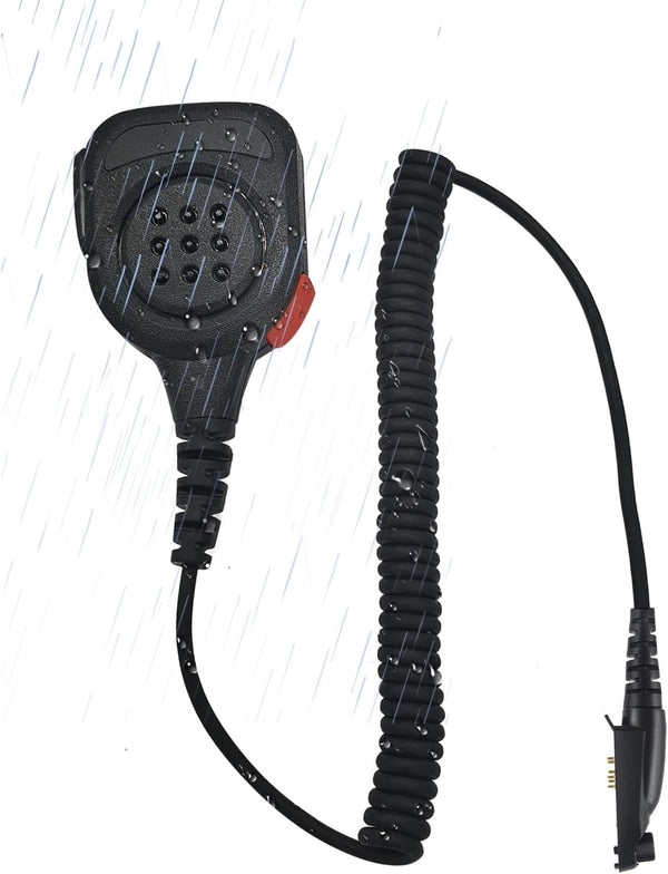 6 Pin Speaker Microphone IP65 Waterproof Shoulder Mic 3.5 Jack for Motorola Ailunce dmr Ham Radio (Black)