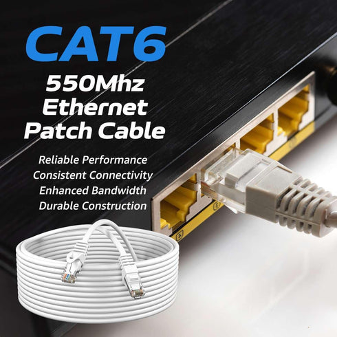 Cables Direct Online Cat6 20FT Network Ethernet Patch Cable, 550Mhz, Compatible with PC, Laptop, Router, White