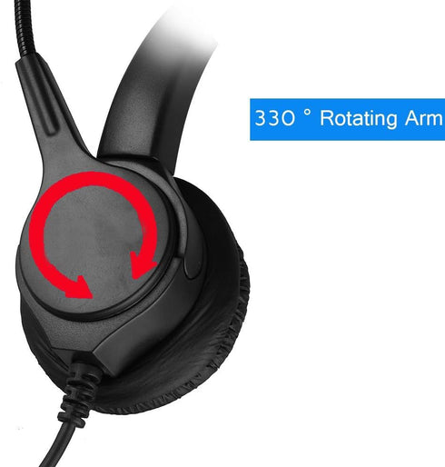 TelPal Binaural Headset: Noise Cancelling, 4-Pin RJ9, Hands-Free for Call Centers, Ideal for Counseling & Hospitals.