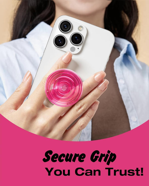 Svanove Adhesive Phone Grip Stand, Cute Silicone Clear Stick on Phone Grip Holder Collapsible Kickstand for iPhone