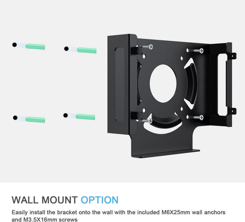 IFCASE Mac Mini Cooling Fan Mount, Wall Mount Cooling Fan Stand for Mac Mini 2010 to 2023 M2, Anti-Scratch Pad (Black)