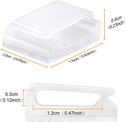 Cable Tidy Management Self Adhesive Cable Clips, 100 Pack Clamps for Fixing LED Light Clips (10mm Wide Strip)