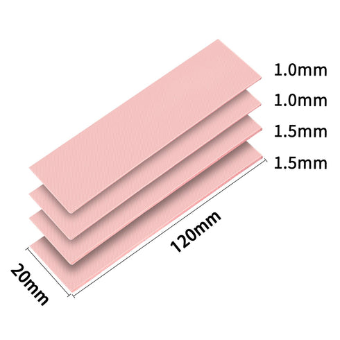 M.2 SSD Thermal Pad: 4 Pack 120x20mm 15W Thermal Pads GPU 1mm 1.5mm NVME CPU SSD M.2 2280 SSD Thermal Pad for Laptop Heatsink CPU GPU SSD IC LED Cooler (2X 1mm, 2x1.5mm)