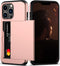 iPhone 13 Pro Case - Nvollnoe with Card Holder Heavy Duty Protective Dual Layer Shockproof - Rose Gold