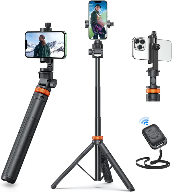 eucos 62" Phone Tripod, Tripod for iPhone & Selfie Stick with Remote, Extendable