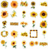 Ratgoo 50 Pack Pcs Bright Sunflower Stickers Cheerful Yellow Flowers Waterproof Vinyl Decal Stickers for Water Bottles