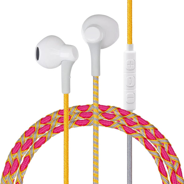 URIZONS Music Earphones Wired Headphones, Colorful Nylon Braided Earbuds with Mic for iPhone/Android