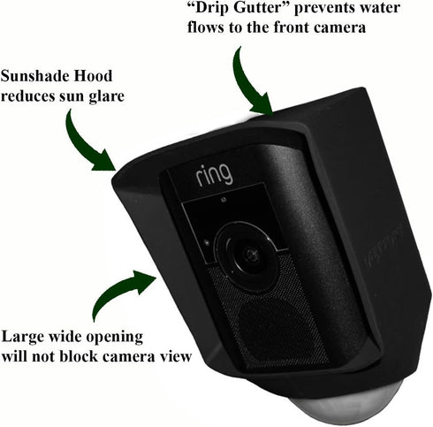 Silicone Skin Case Cover Compatible with Ring Floodlight Camera - UV & Weather Protection Skins Cover - Black
