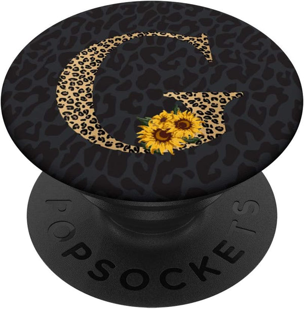 PopSockets Swappable PopGrip Leopard Cheetah Animal Print Sunflower Monogram Letter G