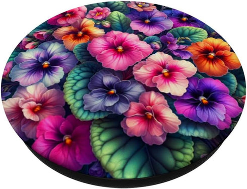 African Violet Flower Decor African Violets House Plants Indoor Flower Garden Art Design PopSockets Standard PopGrip