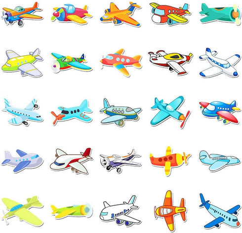 Mekycro Pack 50 Set Airplane Stickers PCS, Cute Cartoon Waterproof Vinyl Die-Cut Aircraft Sticker for Water Bottles