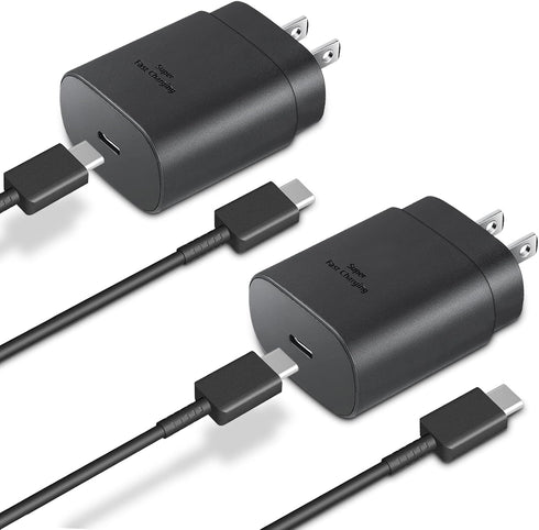 25W Type C Charger 2-Pack with 6ft USB C Cable, Super Fast Charging for Galaxy S23 Ultra/S23+/S22/S21/S20/Phone 15.