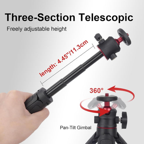 Mechrig 360 Shoe/3-Section (SY028) Extendable Mini Tripod Selfie Stick Kits, Vlogging Tripod Camera Handheld with Ball