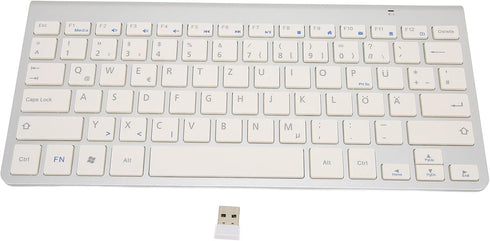 ASHATA German & English Bilingual Language Keyboard, 2.4G Cordless Keyboard for Desktop, Laptop, Tablet, Plug and Play