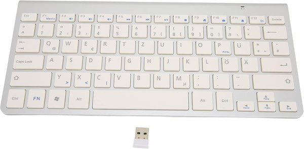 ASHATA German & English Bilingual Language Keyboard, 2.4G Cordless Keyboard for Desktop, Laptop, Tablet, Plug and Play