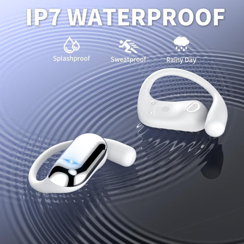 JIECAN Open Ear Headphones - Bluetooth V5.3 Wireless Earbuds with Earhooks, Digital Display Charging Case, Waterproof