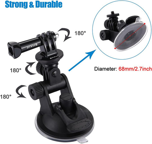 PULUZ Suction Cup Mount for GoPro, Adjustable Vehicle Window & Windshield Holder, Compatible with Hero 11-6