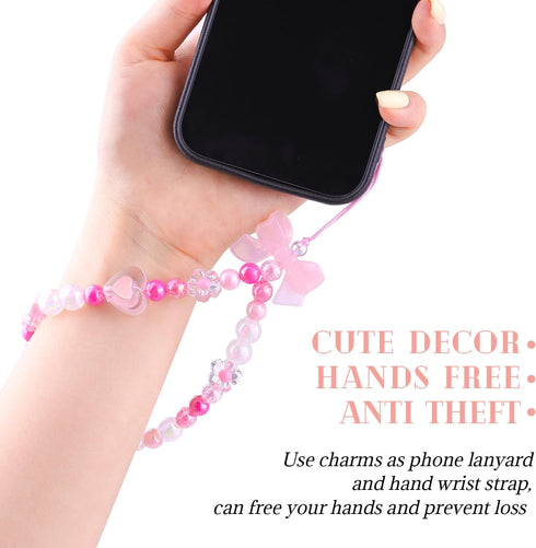 TINKRSTUFF 4 Y2K PCS Cute Phone Charms Aesthetic Cellphone Wrist Strap Bedazzling Bear Bow Butterfly Heart Star Flower