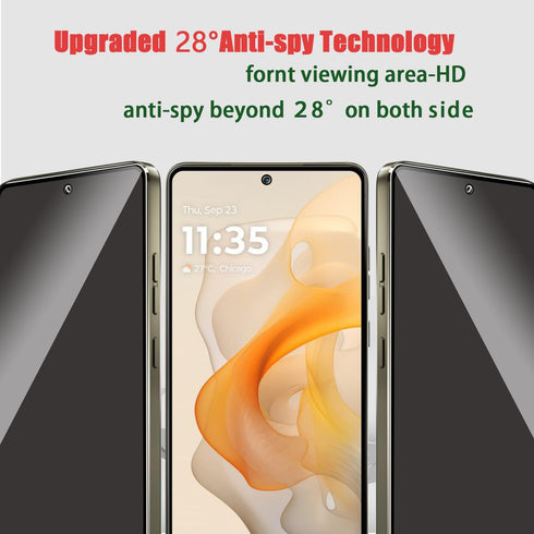 2 Pack Privacy Screen Protector for Motorola G Stylus 2024, Anti-Spy Tempered Glass Film, Full Coverage, Camera Lens