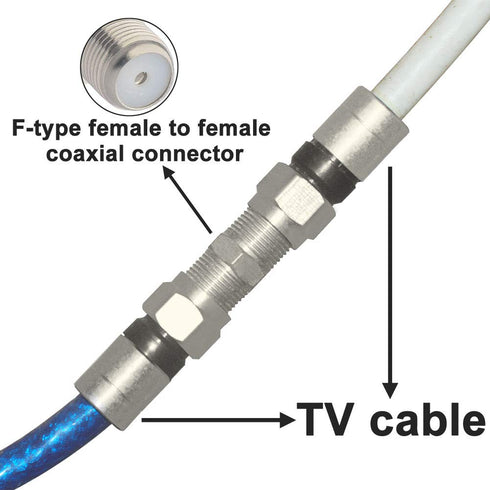 Boobrie TV Cable Connector Female to Female coaxial Connector RG6 Coax Extension Adapter Couplers F Type TV Cable Female to Female for TV Cable Pack of 2 Nickel Plated
