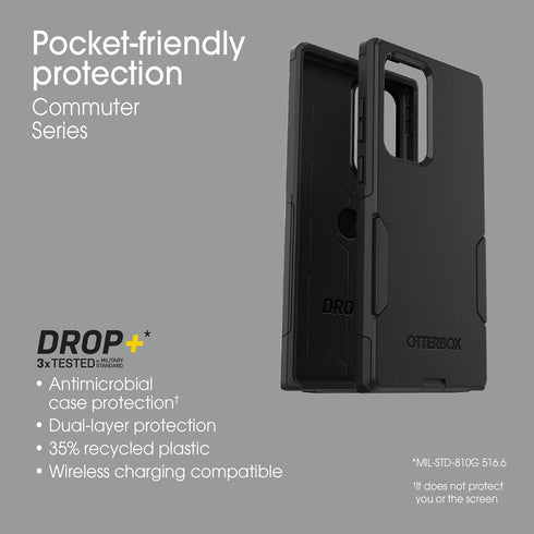 OtterBox S22 Commuter Galaxy Ultra Series Case - Black, Slim & Tough, Pocket-Friendly, with Port Protection