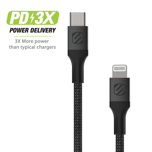 Scosche Ci4B8SG-SP Strikeline Mfi Certified Premium Charge & Sync Braided Cable for Lightning and USB-C Devices