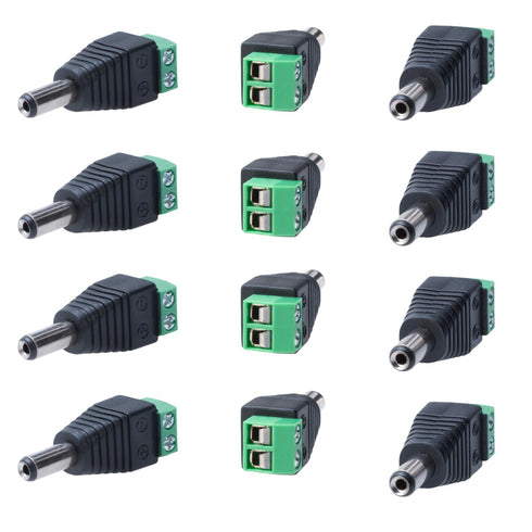 Male Power Adapter Connector 5.5mm x 2.1mm for CCTV Security Camera, LED Light Strip, 12V DC (100 PCS)