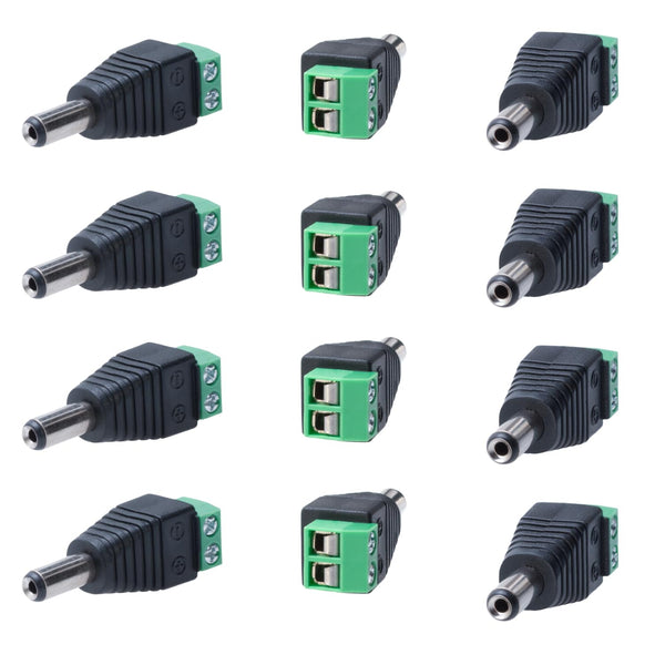 Male Power Adapter Connector 5.5mm x 2.1mm for CCTV Security Camera, LED Light Strip, 12V DC (100 PCS)