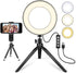 LED Ring Light 6" with Tripod Stand for YouTube Video and Makeup, Mini Camera Light with Cell Phone Holder