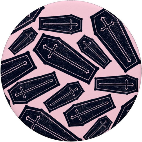 Pastel Goth Coffin Creepy Horror Psychobilly Pink Black PopSockets PopGrip: Swappable Grip for Phones & Tablets