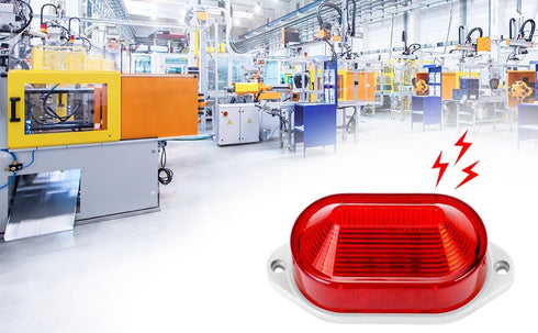 QWORK Industrial Strobe Siren Alarm Light – AC110V - 120V Red, 110 dB Loud Sound, 2 Pack