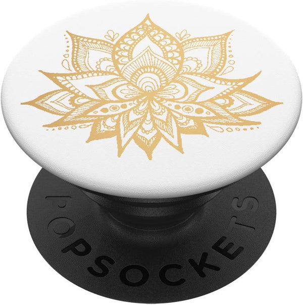 Golden Lotus Flower Yellow Prana Mandala, Beautiful Elegant PopSockets Swappable PopGrip