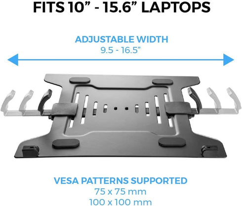 HumanCentric 75x75 100x100 mm 9.5" 16.5 Laptop VESA Mount Tray for Monitor Arms and Stands, Fits and VESA Mount Holes