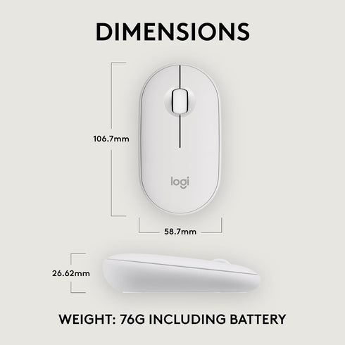 Logitech 2 M350s Pebble Mouse Slim Bluetooth Wireless Mouse, Portable, Lightweight, Customizable Button, Quiet Clicks