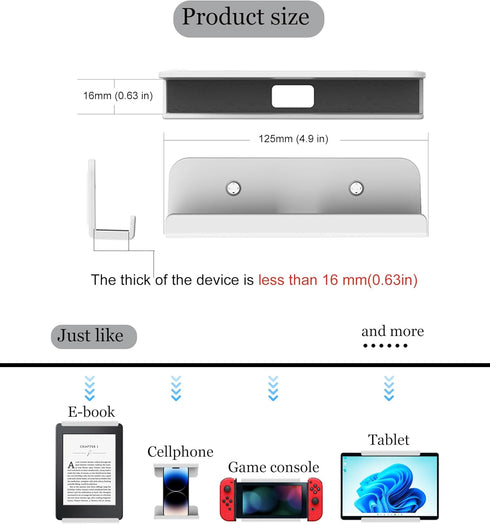 Tablet Wall Mount for ipad Mini/ipad pro/ipad air Wall Mount Tablet Holder for Samsung/Kindle/E-Reader Wall Phone Holder for iPhone Fixed by Adhesive or Screw (White)