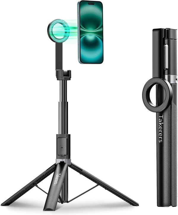 Takerers 66" Magnetic Selfie Stick Tripod for iPhone Magsafe, 360 Rotatable Aluminum Strong