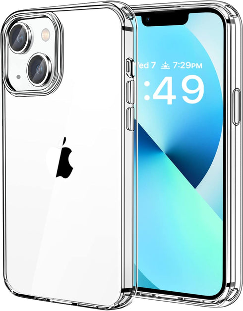 JJGoo Clear Case Compatible with iPhone 13, Transparent Shockproof Phone Case, Slim Anti-Scratch Hard PC Back