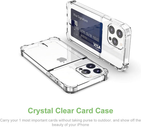 for iPhone 13 Pro Clear Card Case, Shockproof TPU Slim Wallet Case with Card Holder Compatible with MagSafe