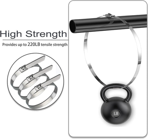 25 PCS Heavy Duty Zip Ties, 10 Inch Outdoor Cable Ties, 304 Stainless Steel for Home Improvement, Machinery, Vehicles