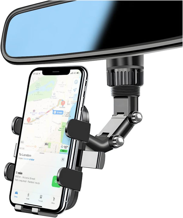 AUKEPO 360° Rotatable Rearview Mirror Phone Holder, Multifunctional Car Phone Mount for All Smartphones