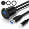 Type C 3.1 & USB 3.0 Car USB Port Mount, Flush Cable Male to Female, Dashboard Panel Extension for Car, Boat,