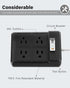 Extension Cord with 4 Gang Sockets, GFCI Power Strip, 15A Grounded 6.56FT Heavy Duty Cable for Outdoor