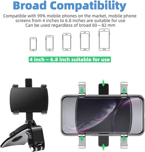 FONKEN Car Phone Mount - 360 Degree Rotation Dashboard Clip Mount for iPhone 11/12 Pro Max and Samsung Galaxy