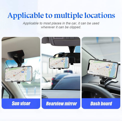 Car Phone Mount, ABS Cell Phone Holder for Car, 1400 Degree Rotation Dashboard Holder for 3 to 7 inches Smartphones
